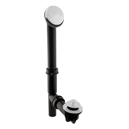 Westbrass Black 1-1/2" Tubular Pull & Drain Bath Waste in PowderCoated White 597144-50